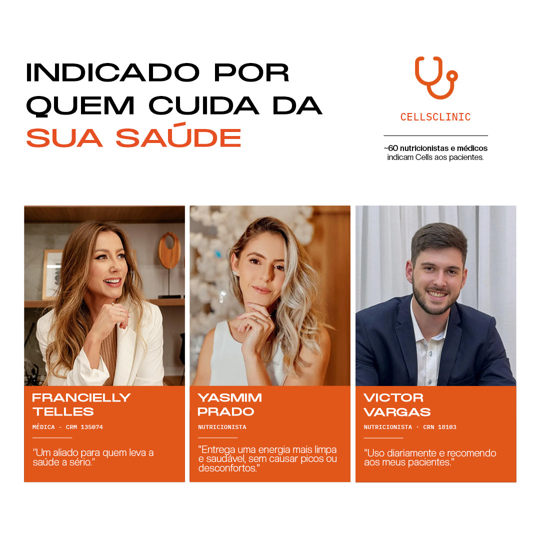 Cells indicada por profissionais de saúde: Francielly Teles, Yasmim Prado e Victor Vargas